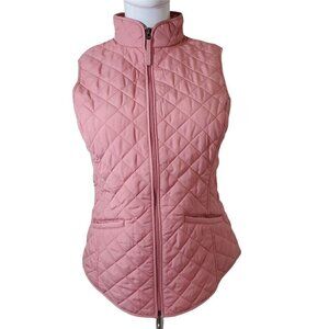Van Heusen Pink Quilted Vest Full Zip Standing Collar Polyester Women XSmall NEW